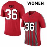 NCAA Ohio State Buckeyes Women's #36 K'Vaughan Pope Throwback Nike Football College Jersey ERU0645NI